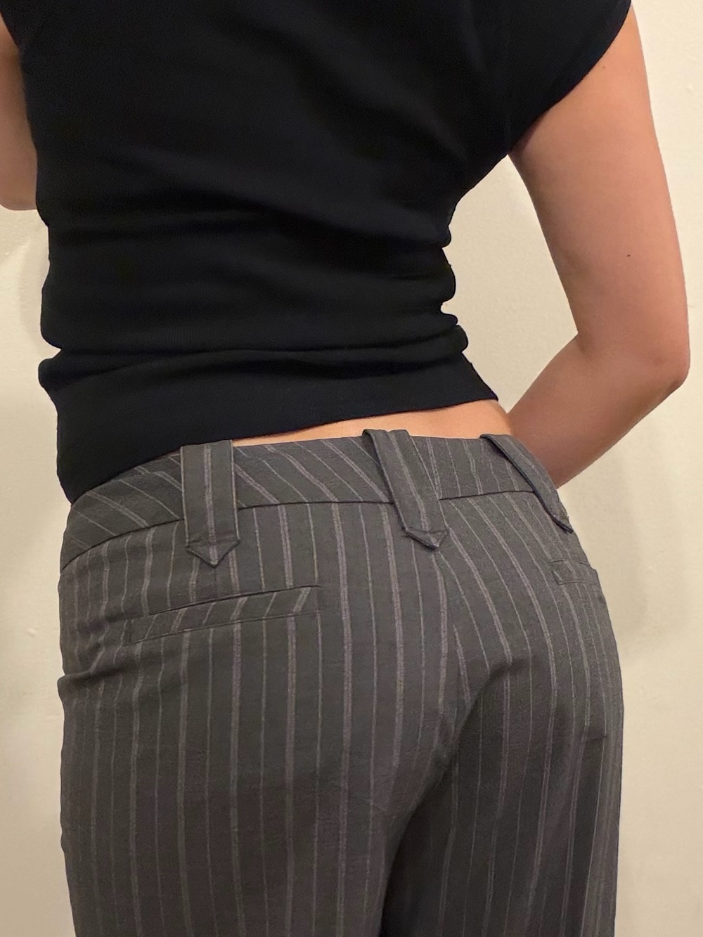Larry Levine Petite Pinstripe Gray Dress Pants